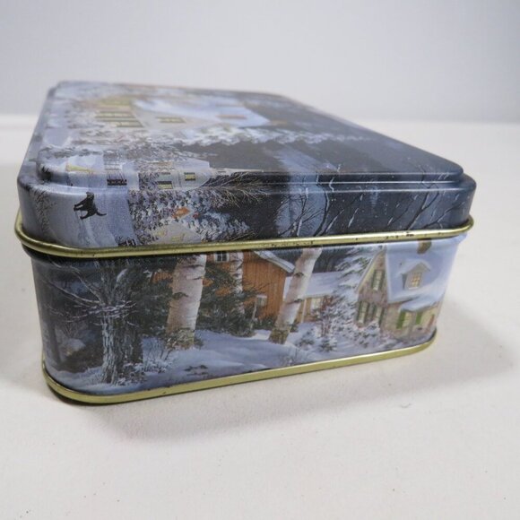 Small Snowy Scene Tin Mini Box LIKE NEW 5" - Picture 3 of 11